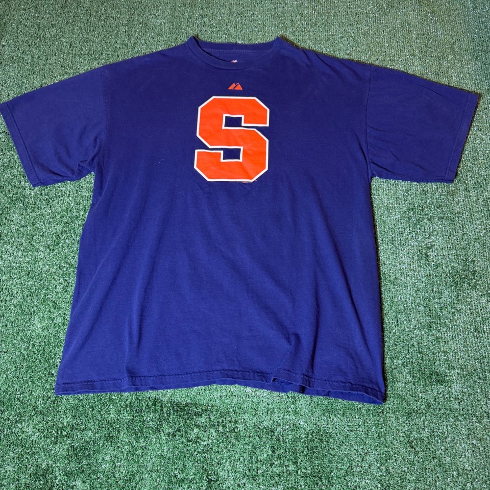 Majestic Syracuse Orange T-Shirt Mens XL Navy Blue NCAA College Logo Tee